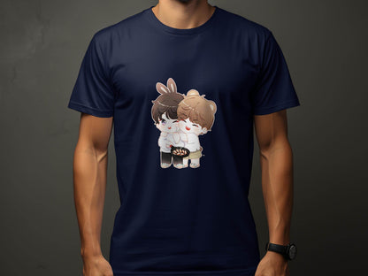 Cute Bunny Bear Cartoons Cooking Together T-Shirt - Design & Vybe