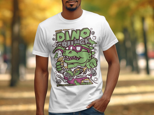 Vibrant Dino Crunch Graphic Tee Cartoon Style Shirt product type