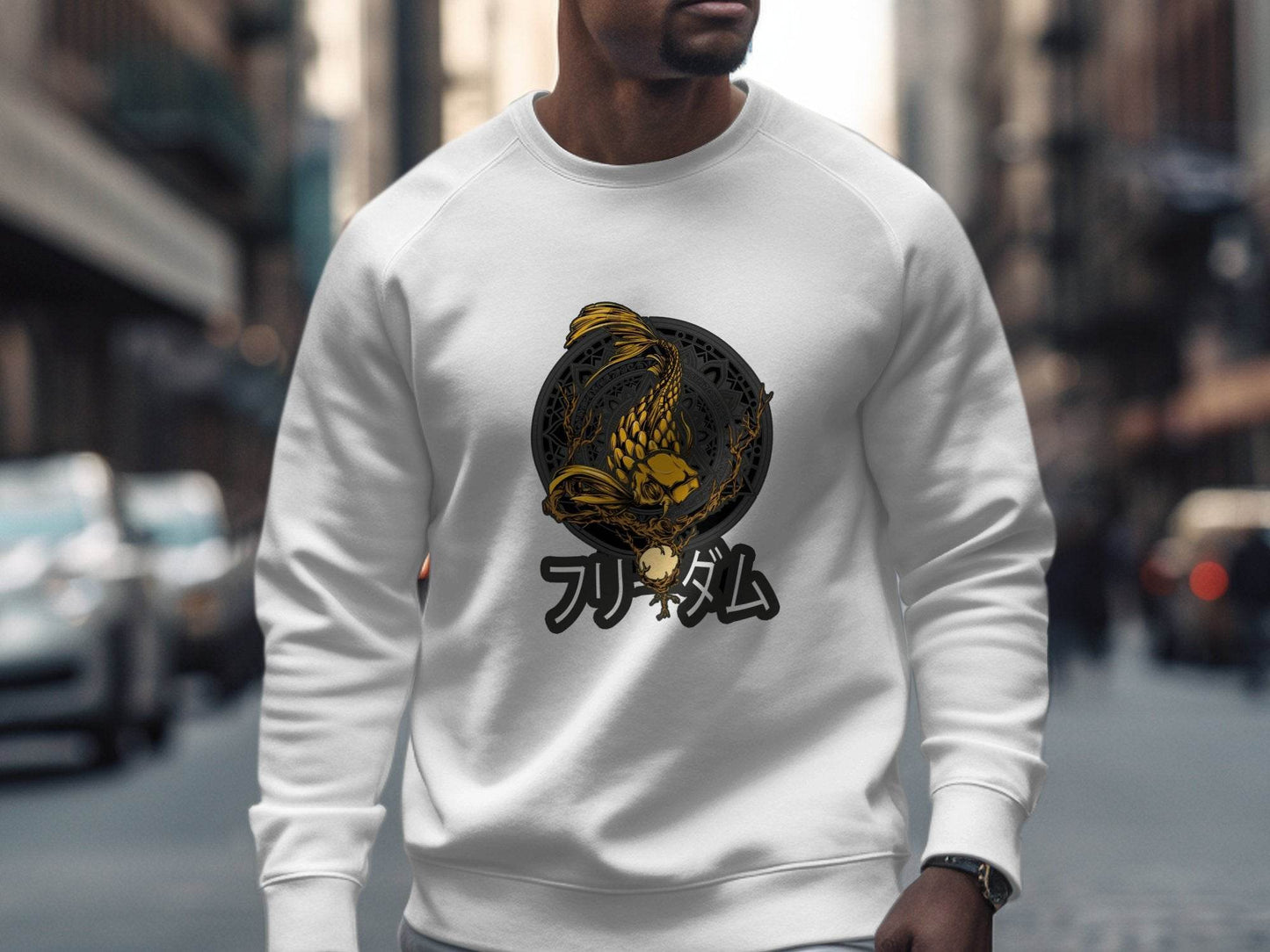 Golden Koi Fish Mandala Japanese Freedom Graphic Sweater - Design & Vybe
