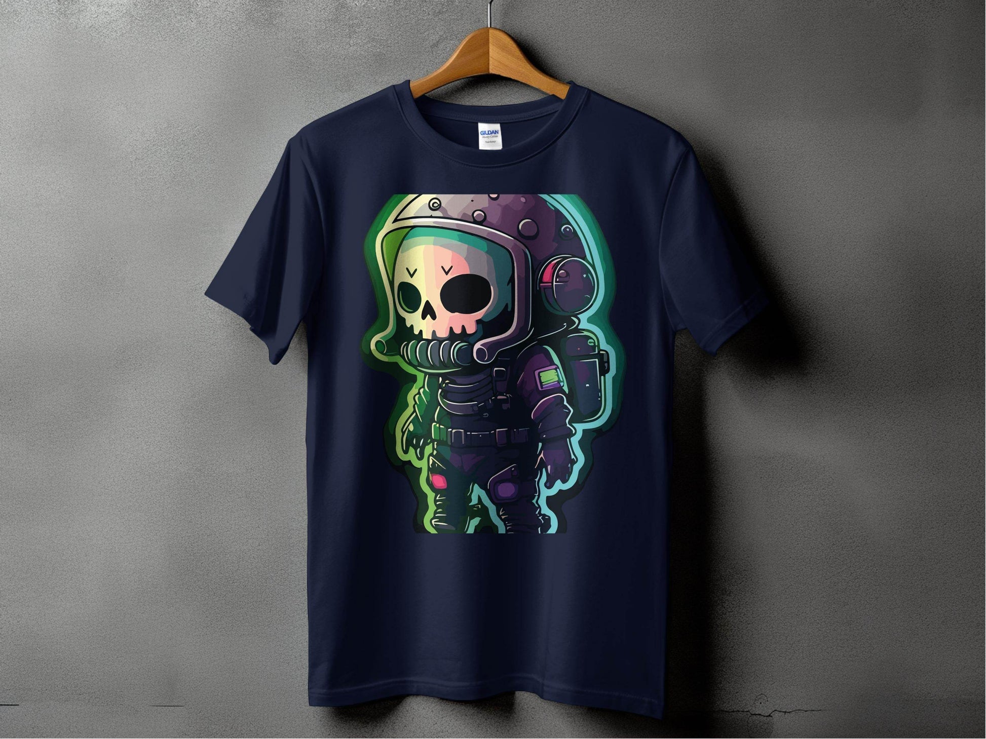 Cosmic Skull Astronaut Graphic Artwork on T-Shirt product type
