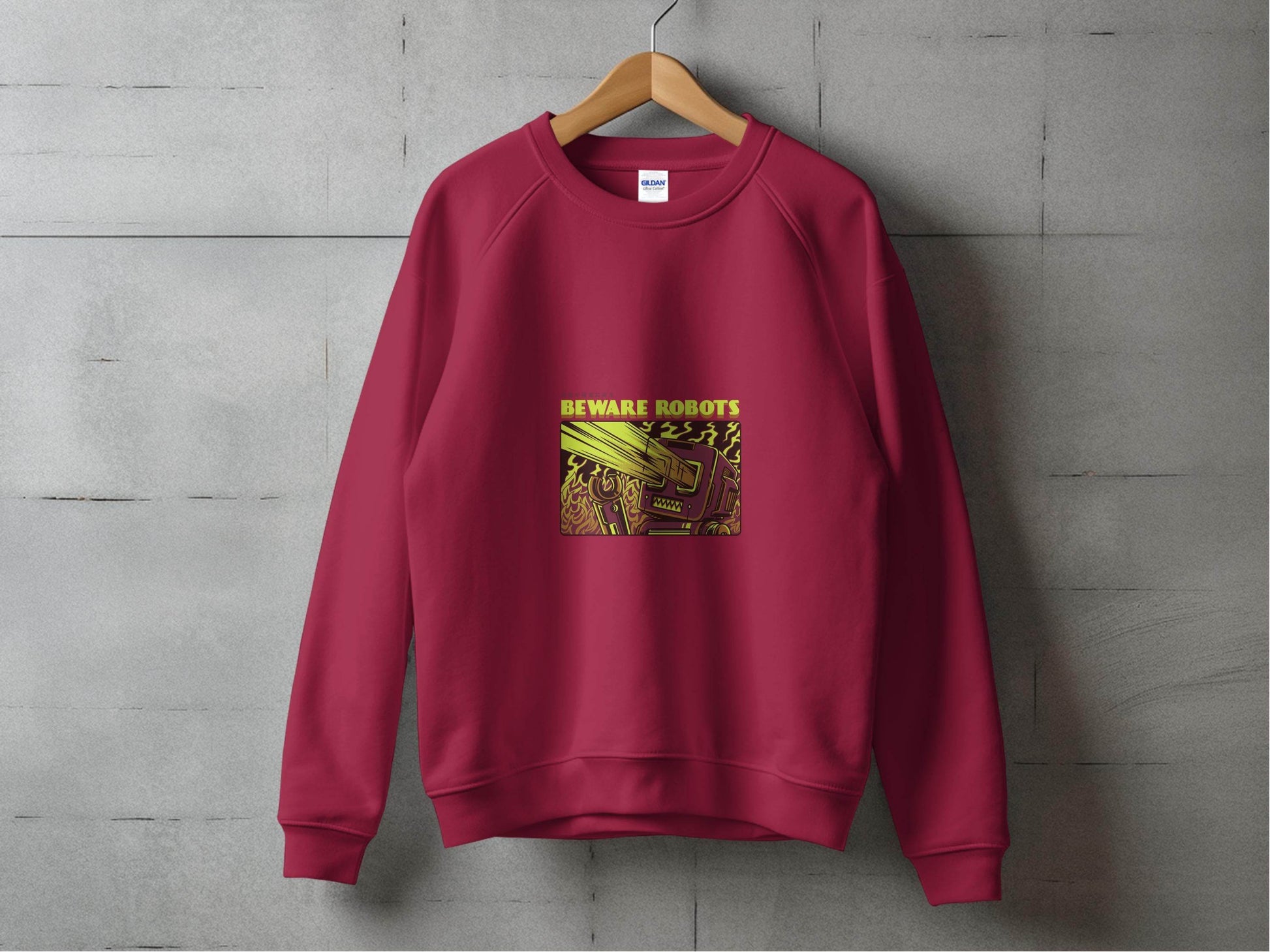 Retro Robot Invasion Graphic Beware Robots Hoodies - Design & Vybe