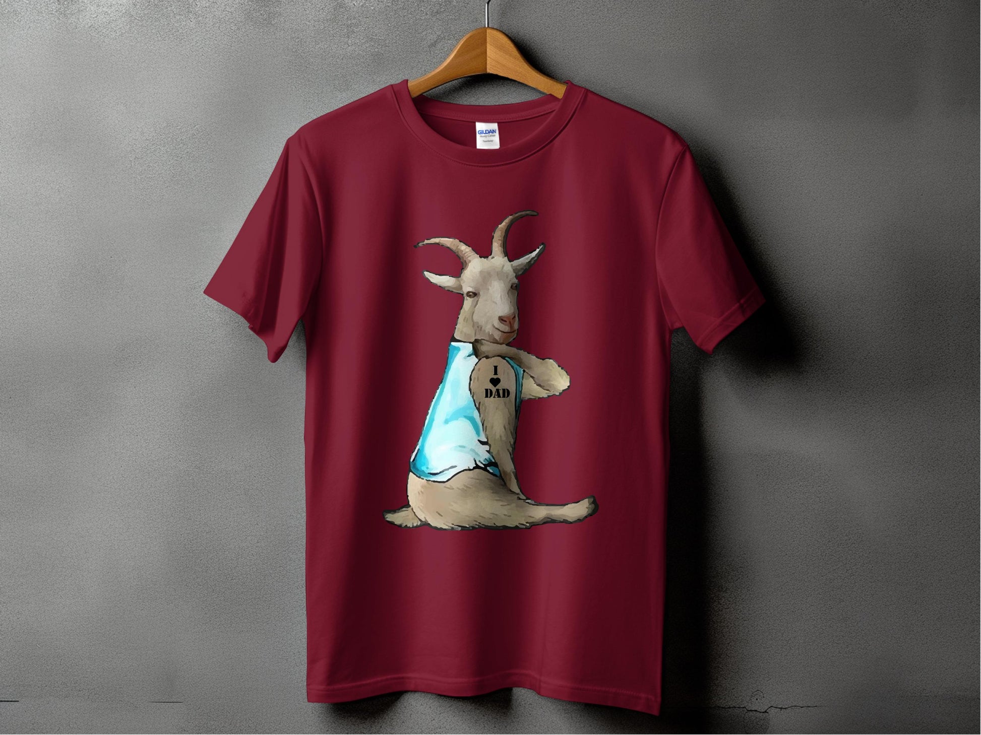 Goat Illustration with I Love Dad Message T-Shirt Product