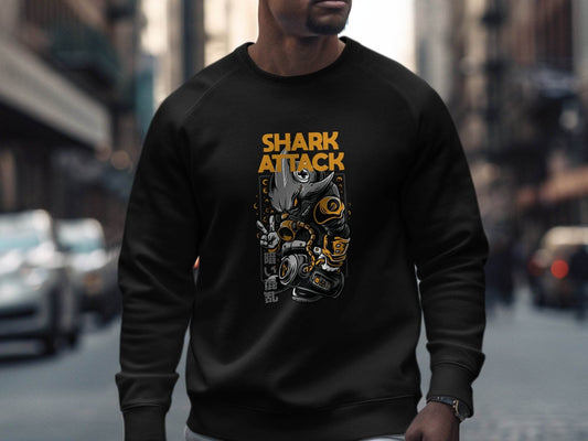 Shark Attack Graphic Illustration Inspired Design Sweater - Design & Vybe