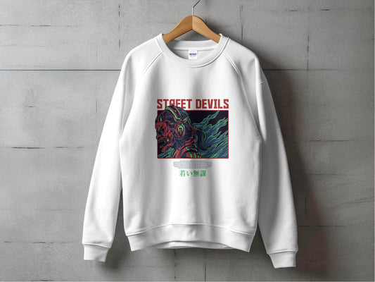 Street Devils Design Graphic Headphone Devil Art Sweater - Design & Vybe