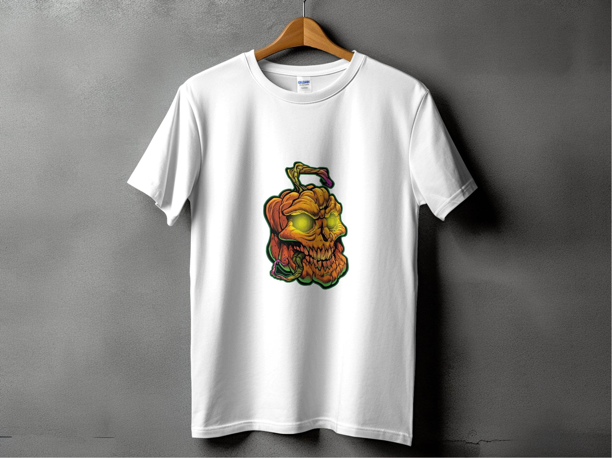 Glowing Eye Spooky Scary Pumpkin Skull Halloween T-Shirt - Design & Vybe