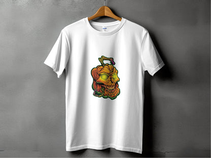 Glowing Eye Spooky Scary Pumpkin Skull Halloween T-Shirt - Design & Vybe