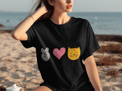Peace Love Cats Graphic Design T-Shirt - Design & Vybe