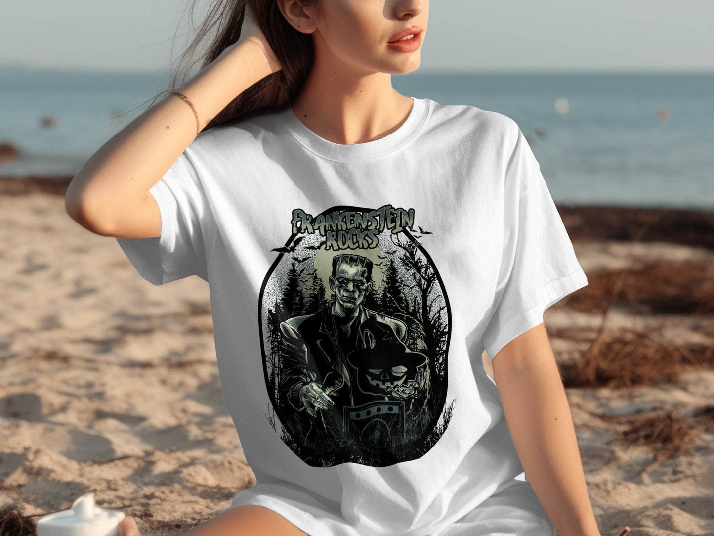 Vintage Frankenstein Rocks Graphic Design T-Shirt - Design & Vybe