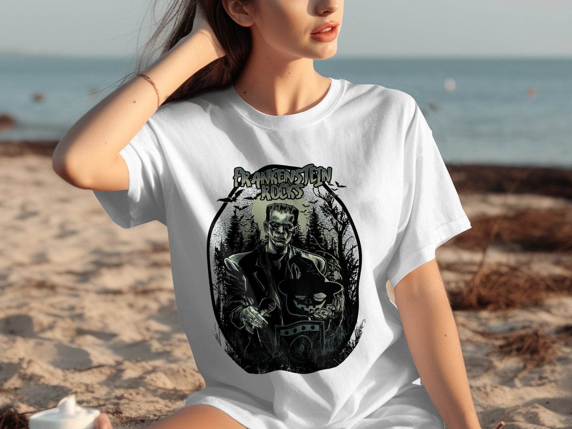 Vintage Frankenstein Rocks Graphic Design T-Shirt - Design & Vybe