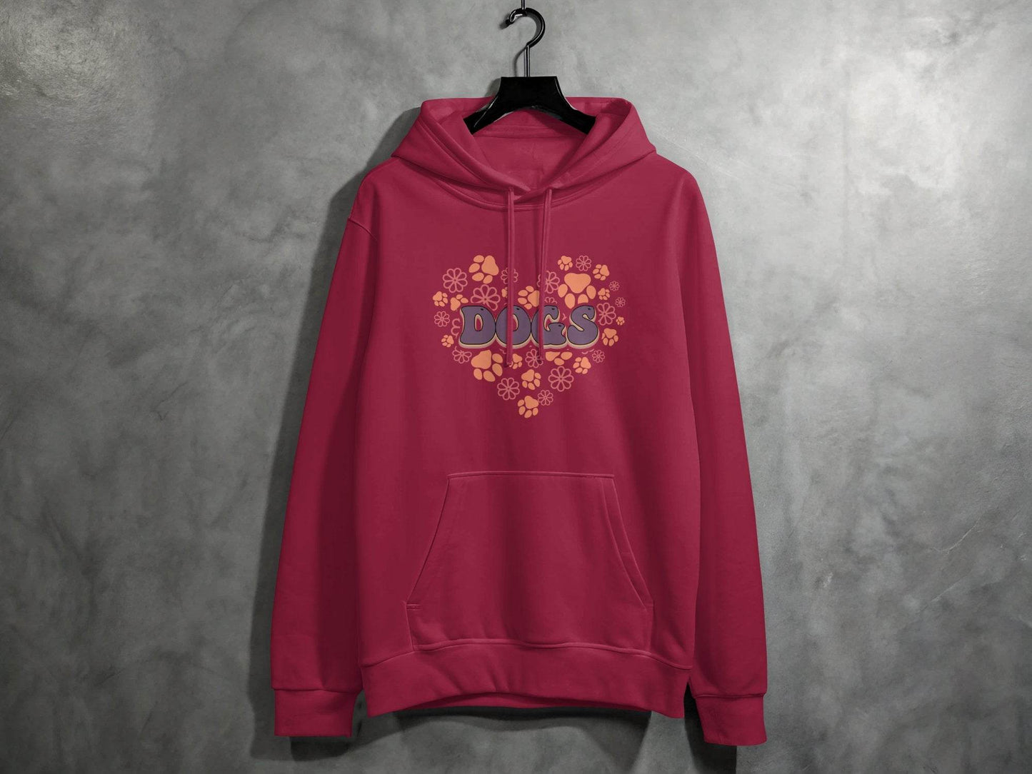 Retro Dogs Heart with Paw Prints and Flowers Design Hoodie - Design & Vybe