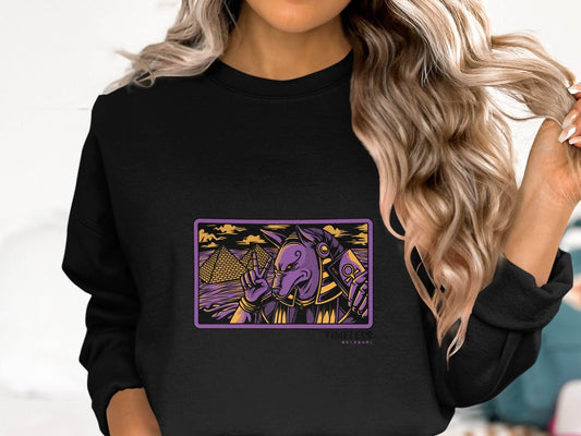 Egyptian Anubis Pharaoh with Pyramids Graphic Sweater - Design & Vybe