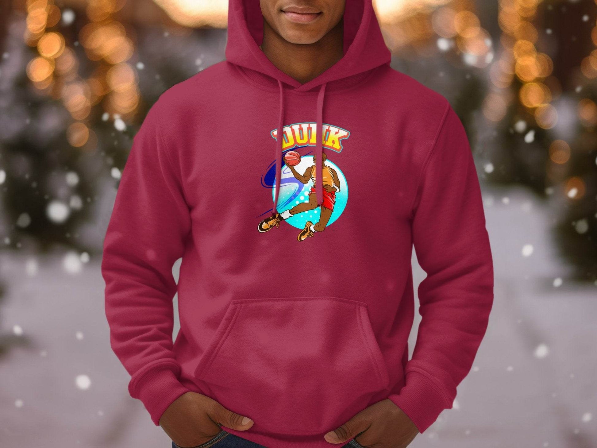 Vibrant Basketball Dunk Graphic Sports Hoodie - Design & Vybe