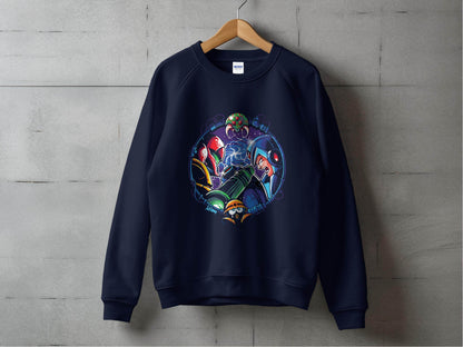 Metroid Meets Mega Man Character Design in Space Sweater - Design & Vybe