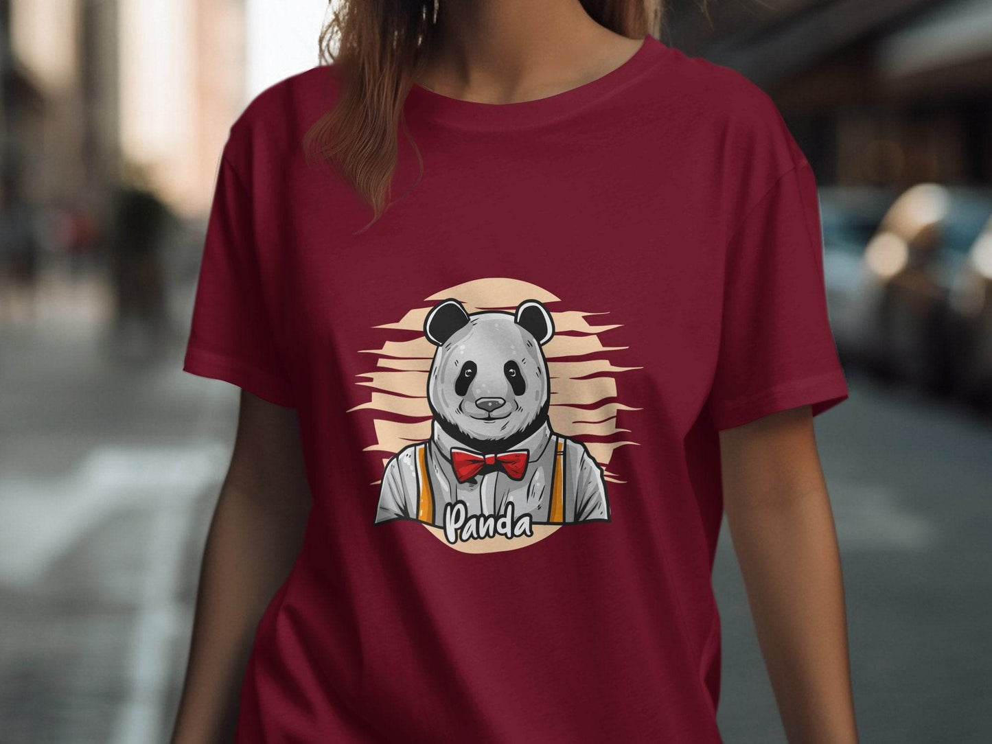 Fun Cartoon Panda Wearing Bow Tie Graphic T-Shirt - Design & Vybe