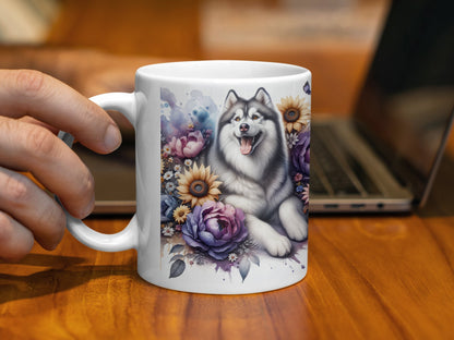 Husky Dog Floral Print Coffee Mug product type