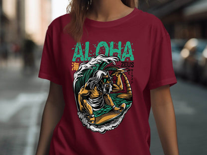 Aloha Zeus God Surf Design Graphic Artistic T-Shirt - Design & Vybe