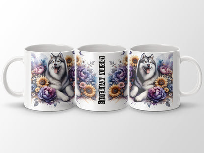 Siberian Husky Floral Artwork Design Coffee Mug product