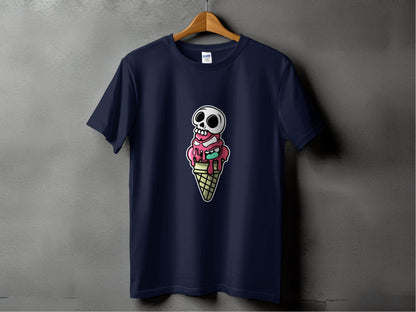Skull and Melting Ice Cream Cone Graphic Design T-Shirt - Design & Vybe