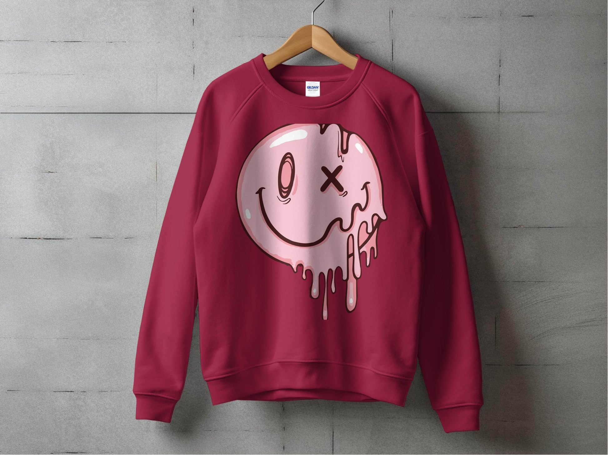 Melting Dripping Smiley Graphic Accent Sweater - Design & Vybe