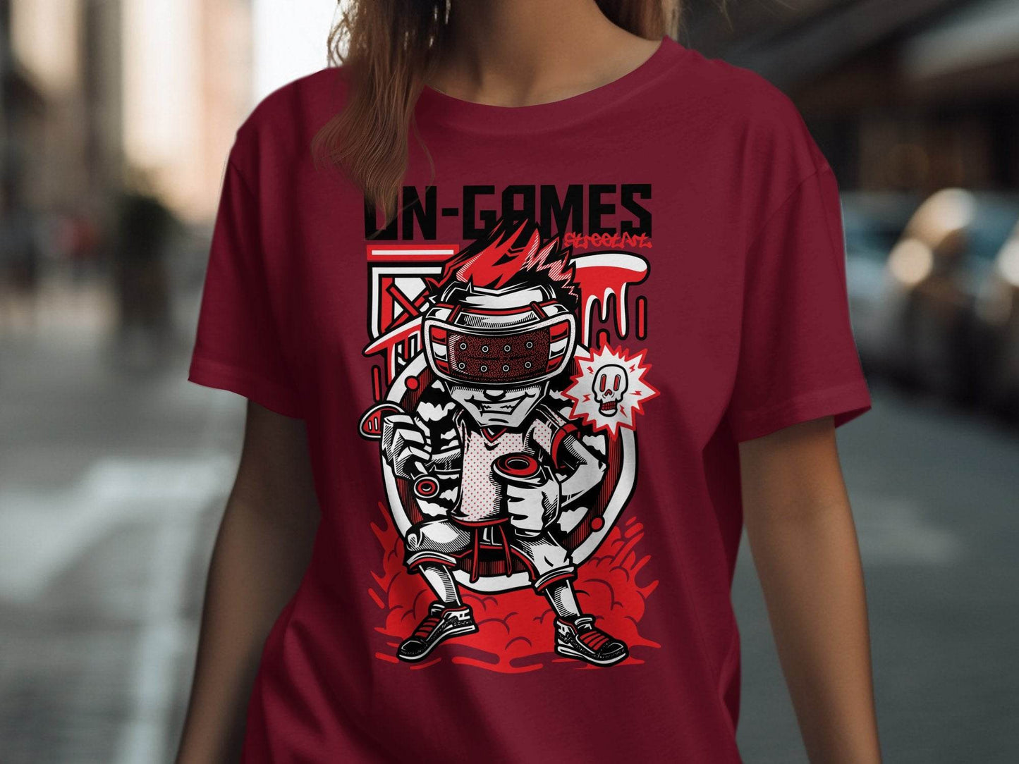 On Games Vr Gaming Schoolart Skull Graphic Design T-Shirt - Design & Vybe