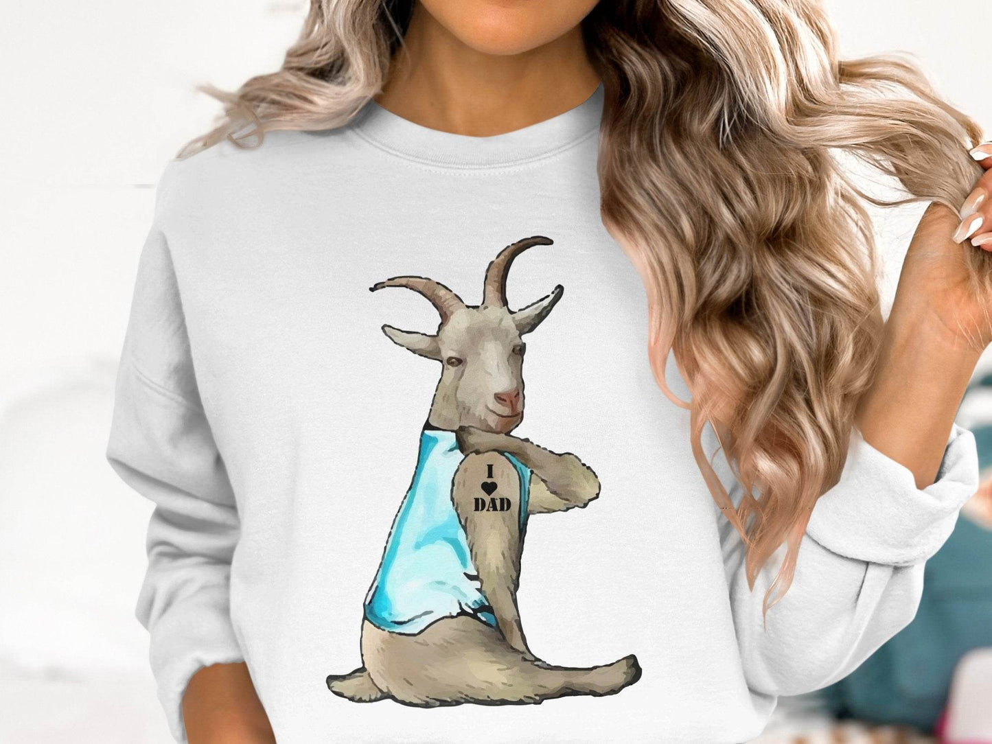 I Love Dad Print Quirky Goat Design Sweater - Design & Vybe