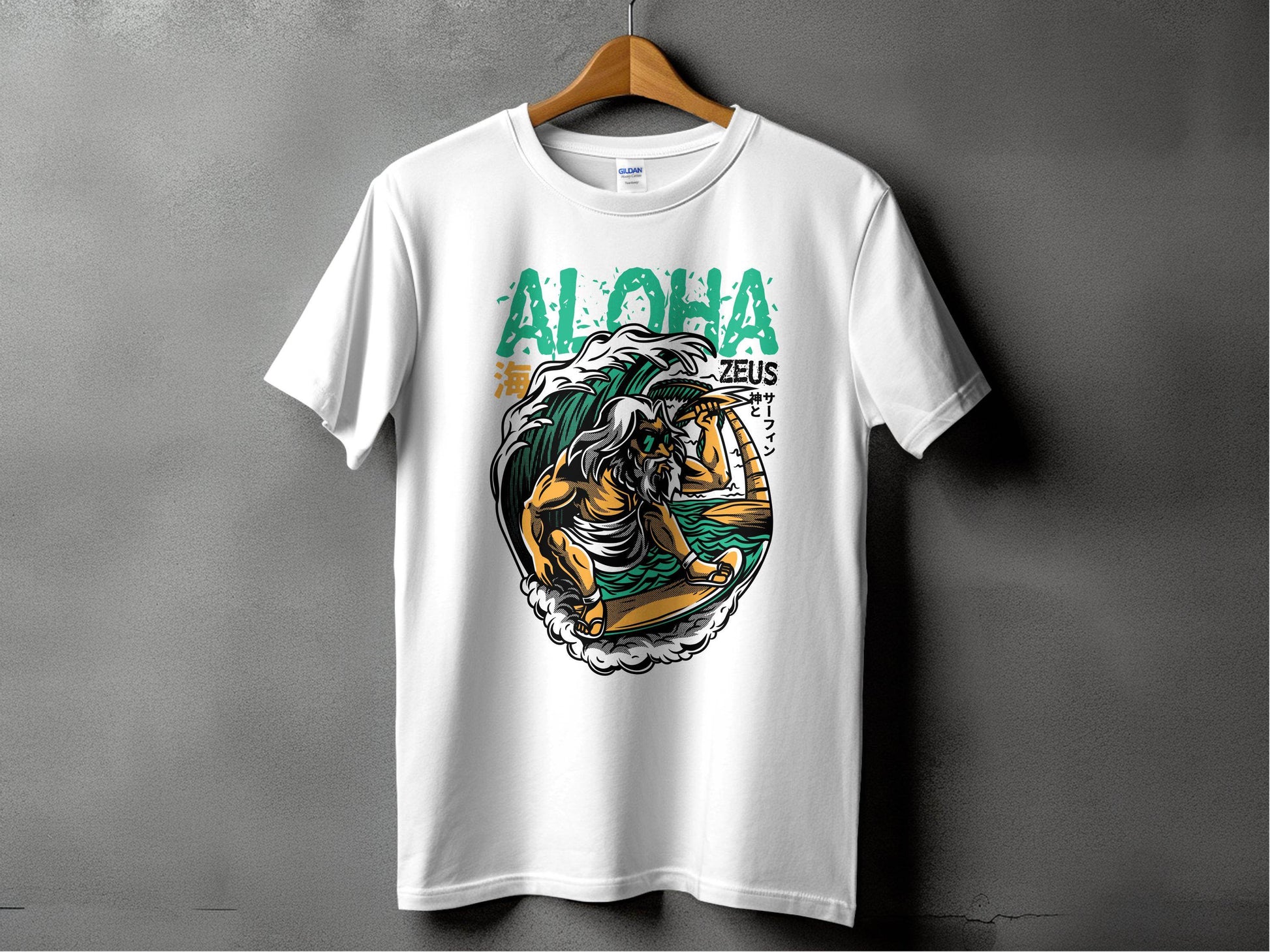 Aloha Zeus God Surf Design Graphic Artistic T-Shirt - Design & Vybe