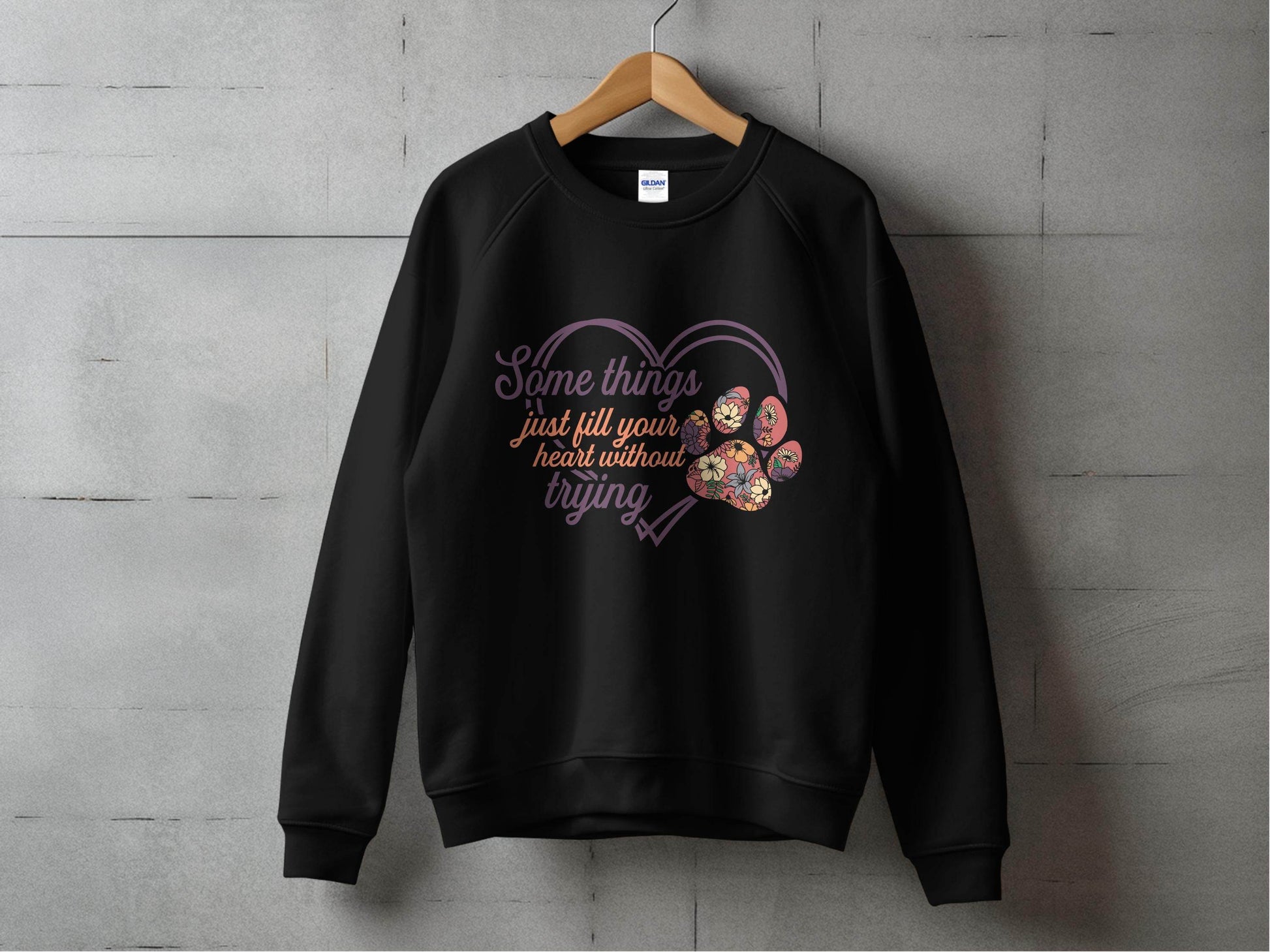 Some Things Fill Heart Without Trying Floral Paw Print Sweater - Design & Vybe