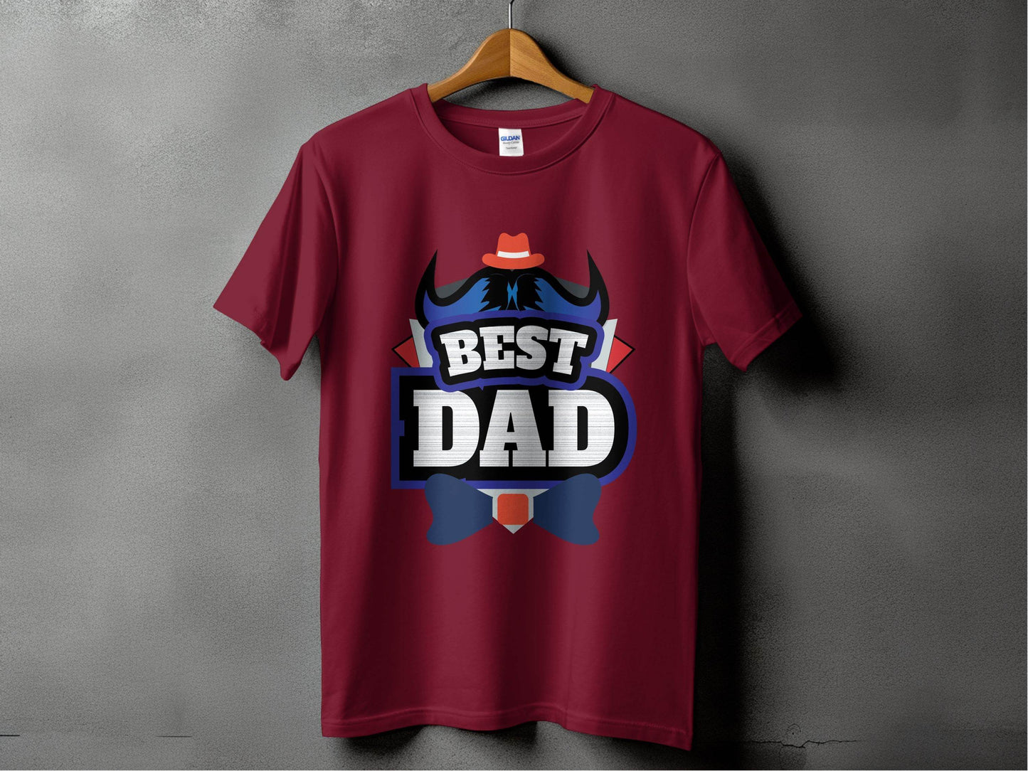 Hat & Mustache Style Best Dad Graphic Design T-Shirt - Design & Vybe