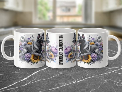 Belgian Malinois Colorful Floral Design Mug product