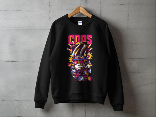 Vibrant Cop Cartoon Graphic Sweatshirt product