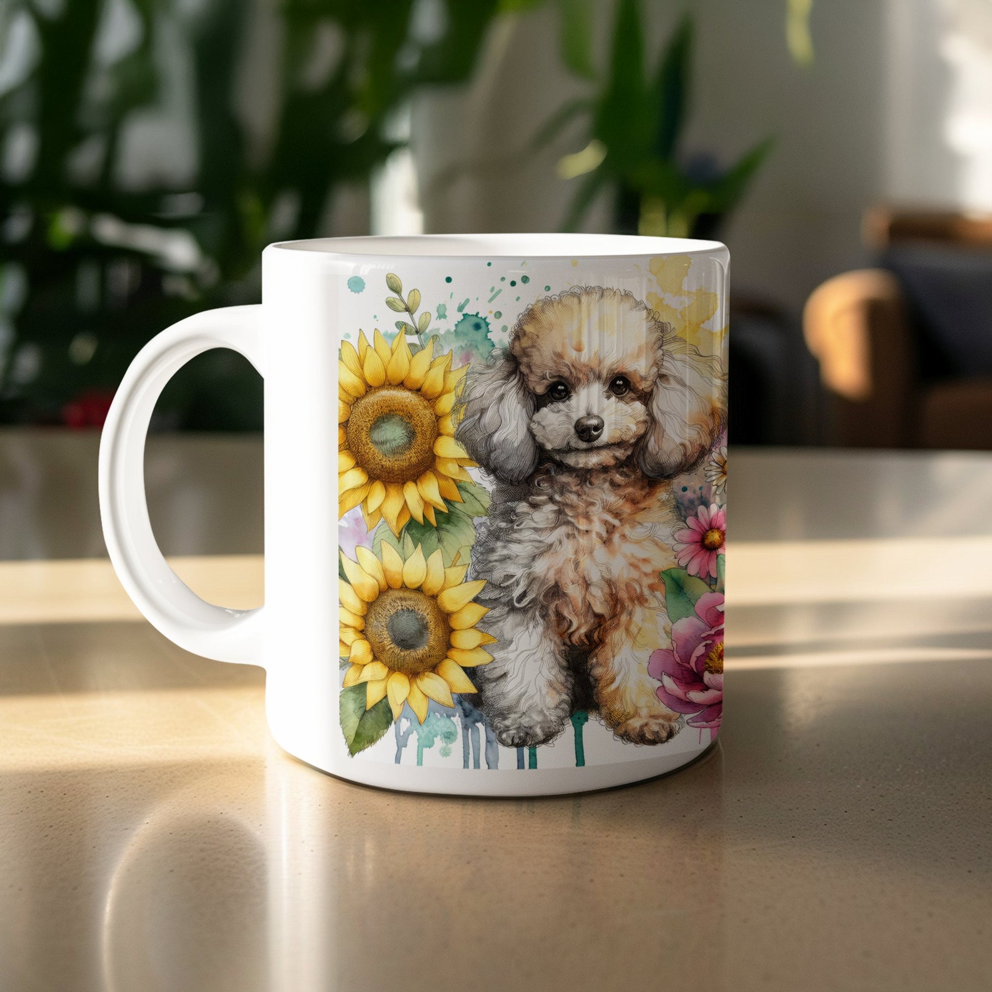 Sunflowers and Cute Dog Design Coffee Mug product