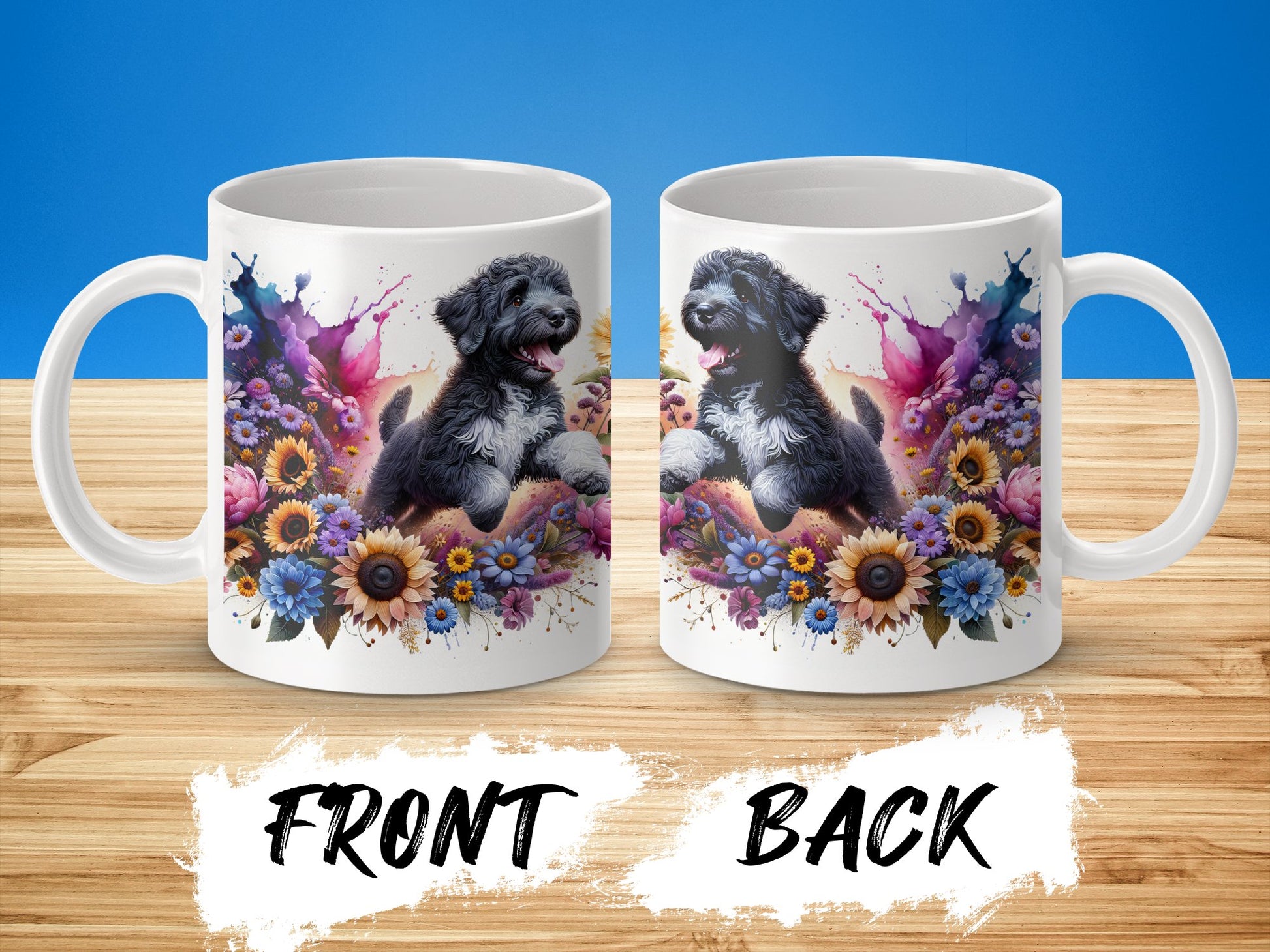 Cute Dog and Flowers Design Coffee Mug product
