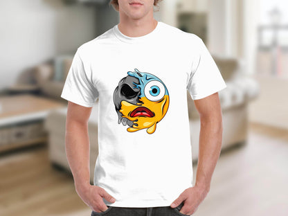 Melting Dual Face Smiley Graphic T-Shirt - Design & Vybe