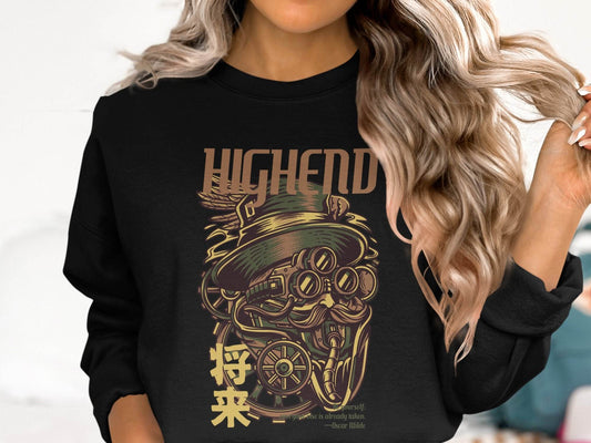 Highend Steampunk Character Illustration Print Sweater - Design & Vybe