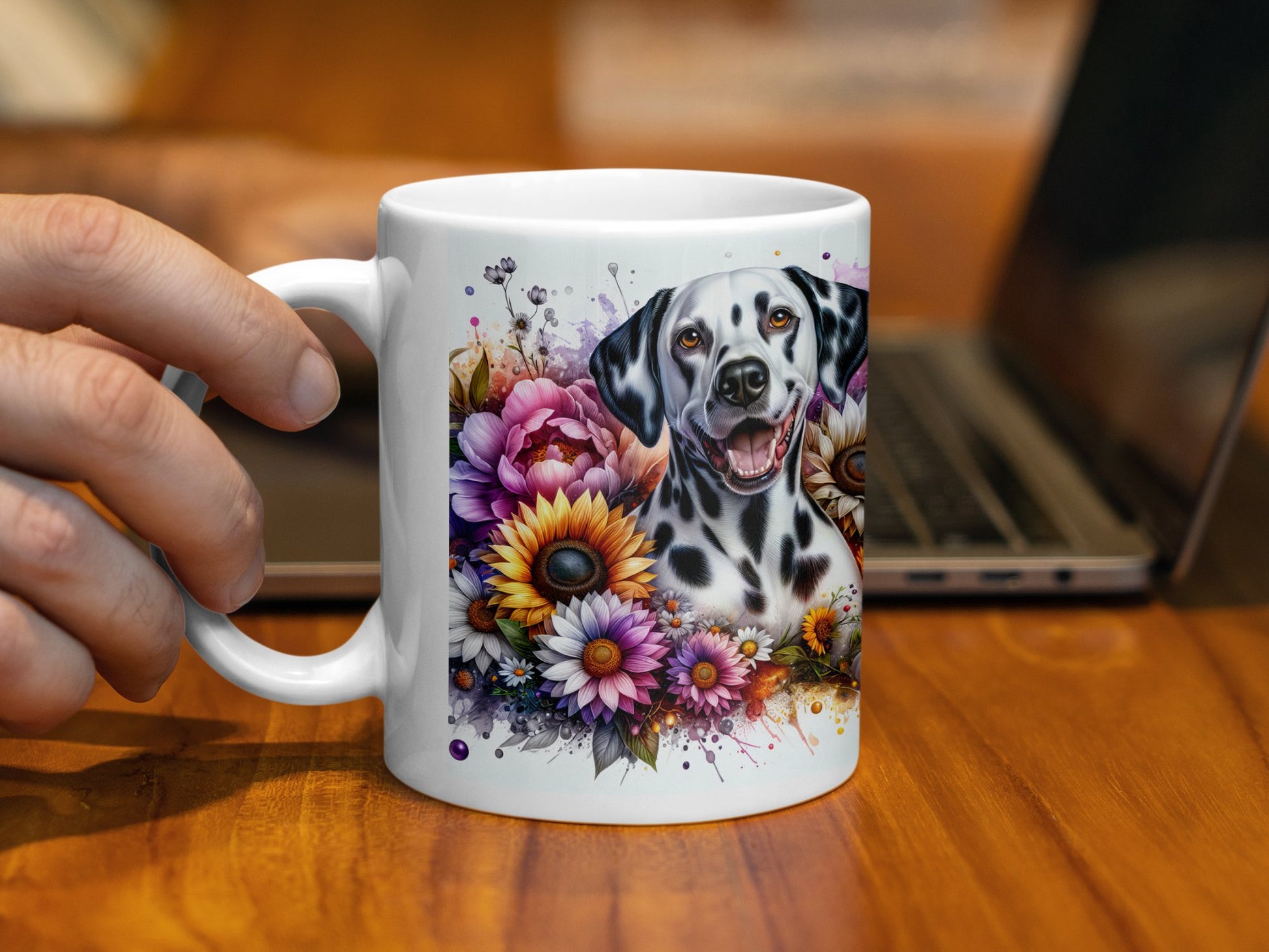 Colorful Floral Dalmatian Print Coffee Mug product