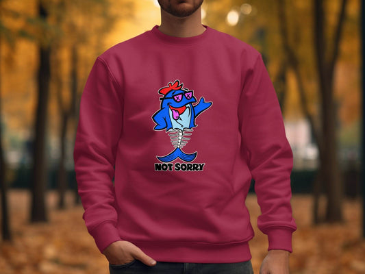 Funny Not Sorry Fish Style Skeleton With Sunglasses Sweater - Design & Vybe