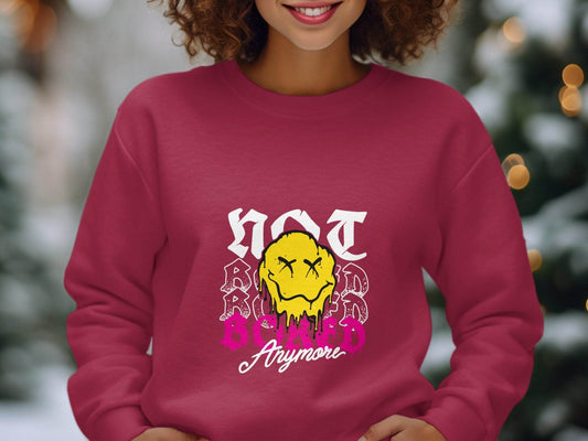 Melting Face Smiley Bored Expression Graphic Sweater - Design & Vybe