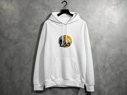 Emoji Half Skull with Hash Symbol Design Novelty Hoodie - Design & Vybe
