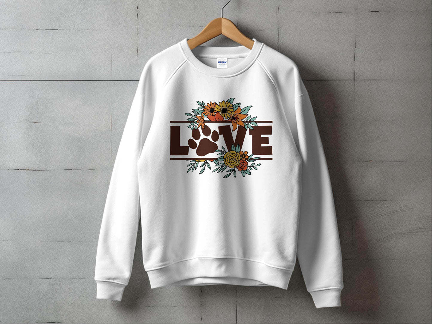 Floral Love Paw Print Design Graphic Flower Design Sweater - Design & Vybe