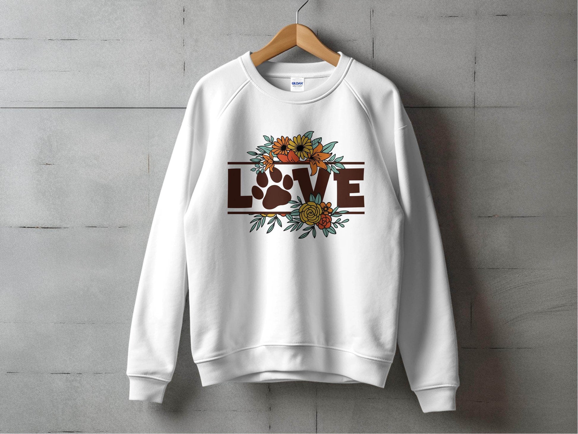 Floral Love Paw Print Design Graphic Flower Design Sweater - Design & Vybe
