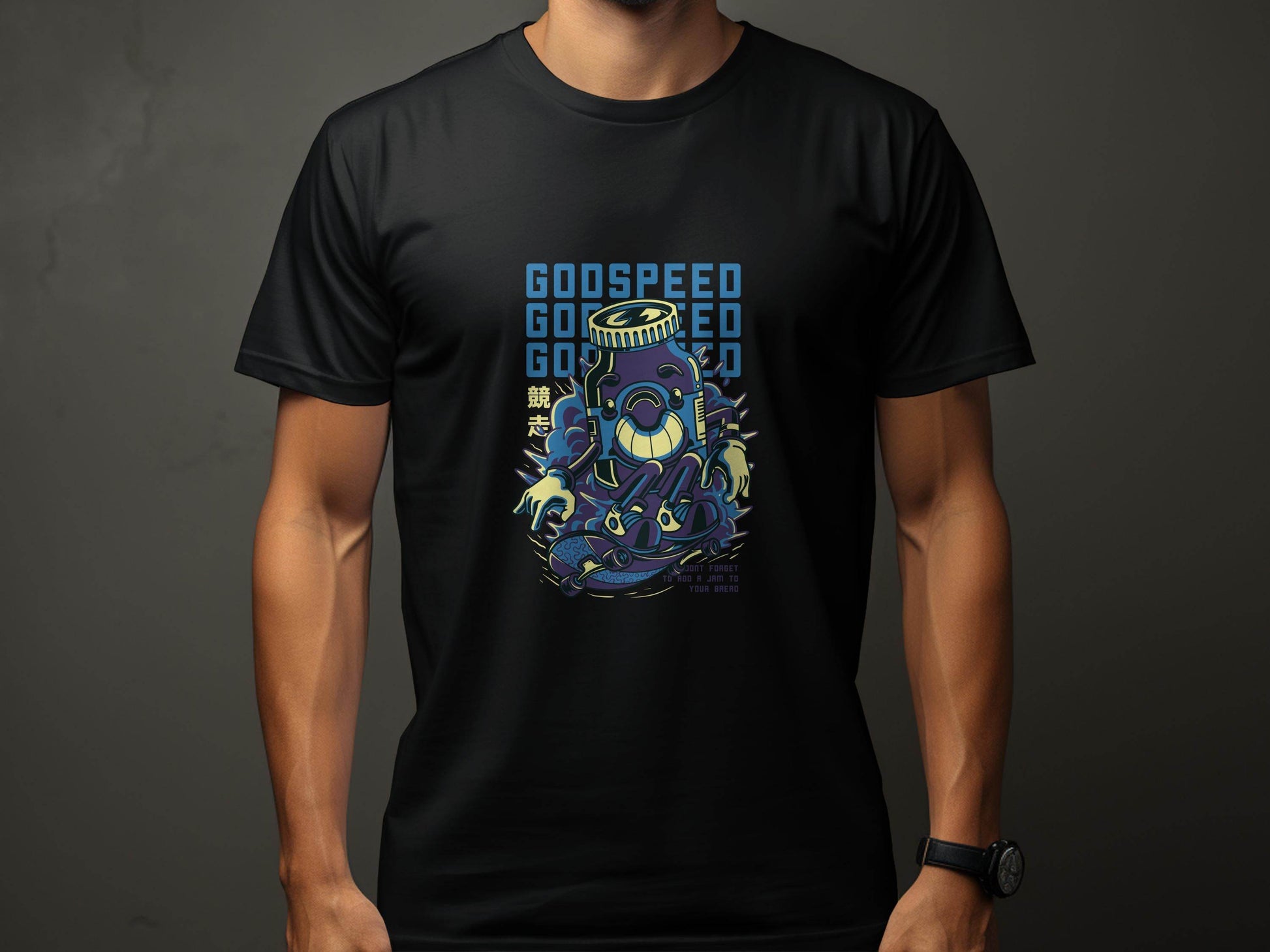 Godspeed Bottle With Skateboarding Graphic T-Shirt - Design & Vybe