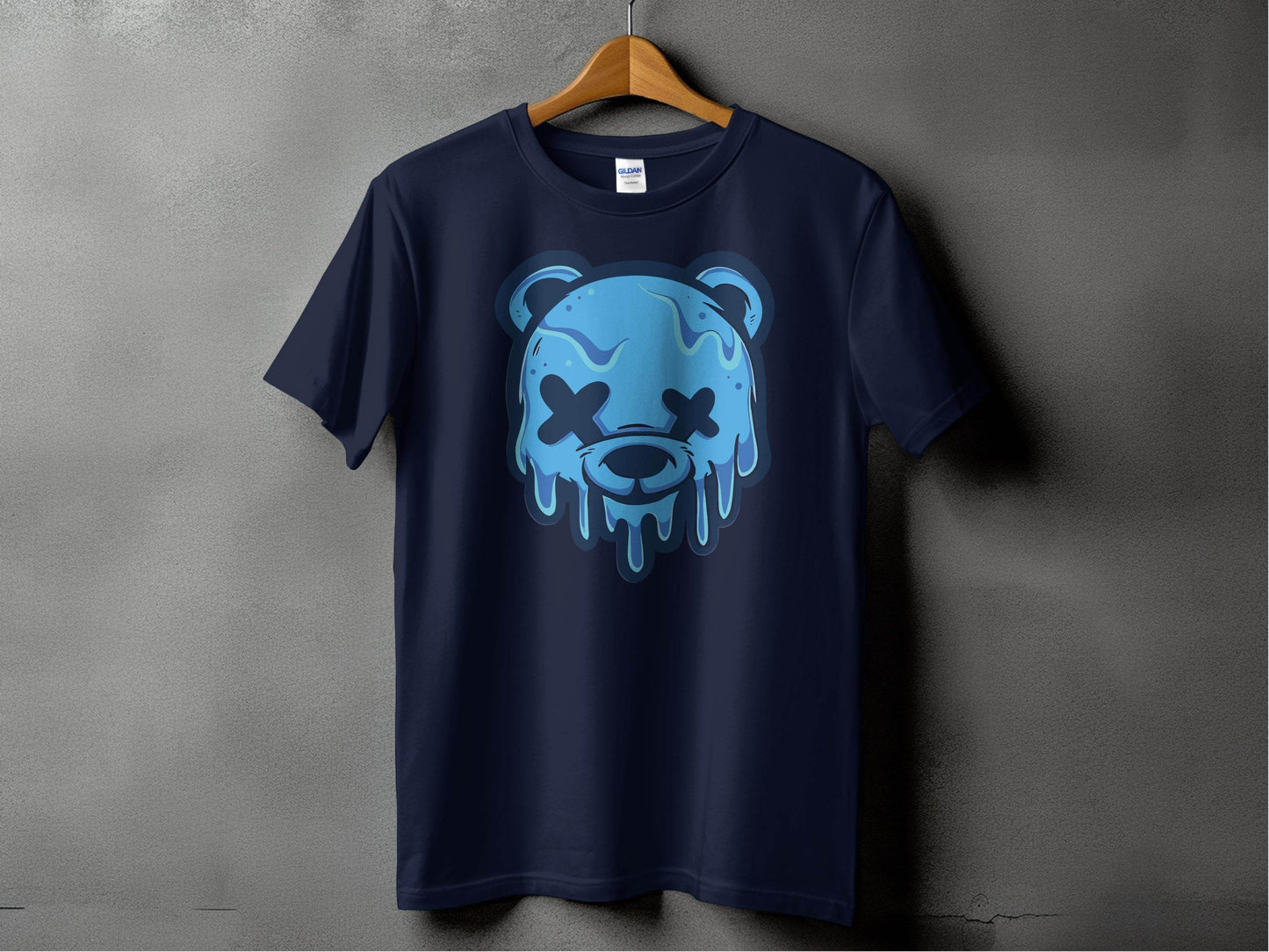 Cool Blue Graffiti Melting Dead Mad Bear Graphic T-Shirt - Design & Vybe