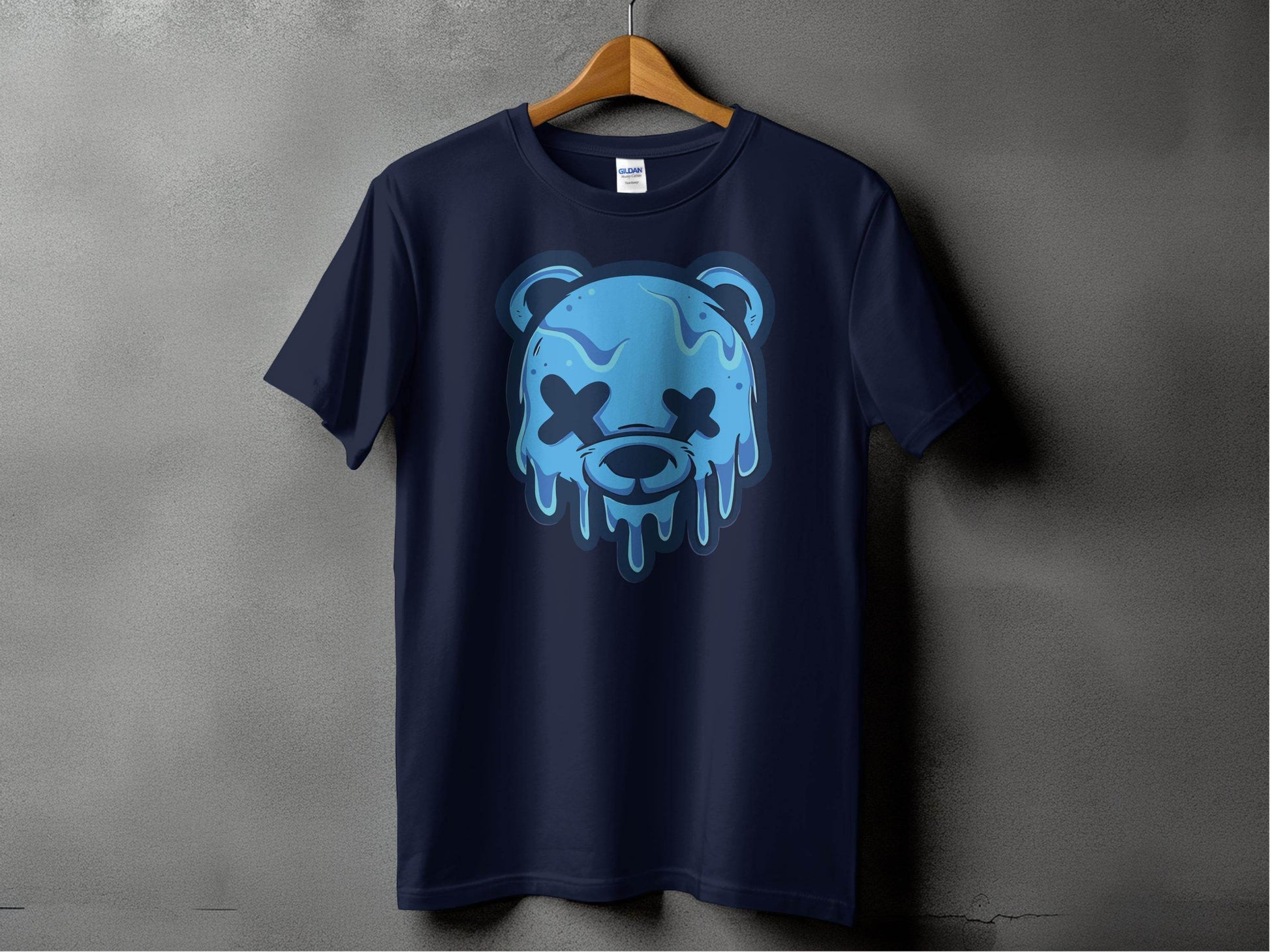 Cool Blue Graffiti Melting Dead Mad Bear Graphic T-Shirt - Design & Vybe