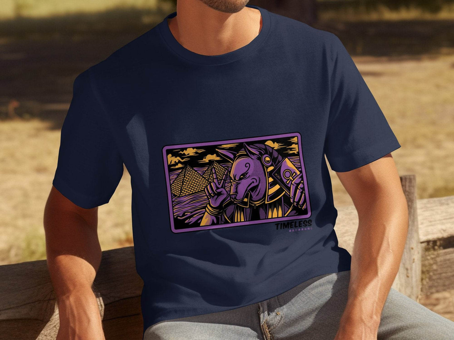 Egyptian Anubis Pharaoh with Pyramids Graphic T-Shirt - Design & Vybe