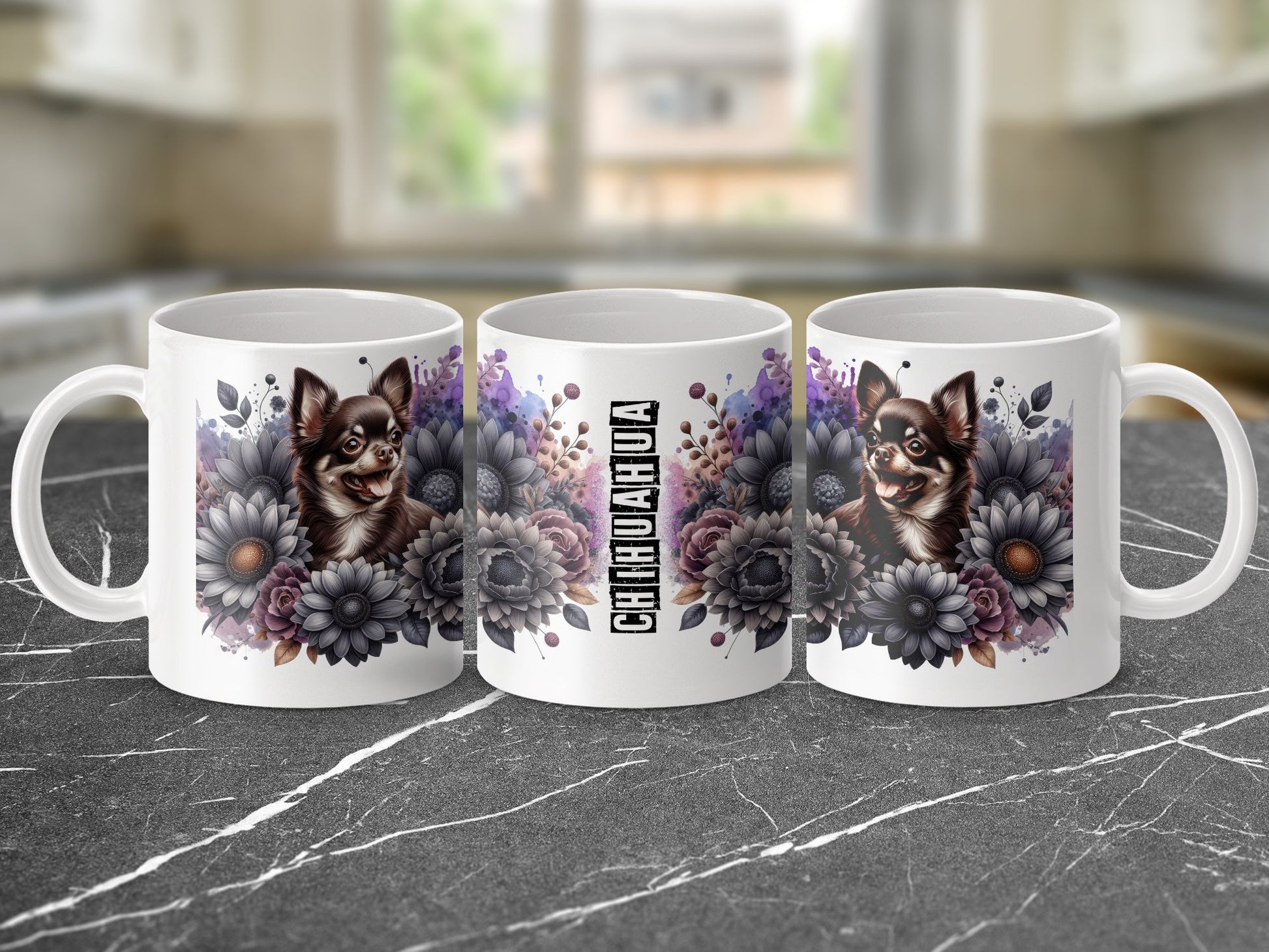 Chihuahua Floral Design Coffee Mug product