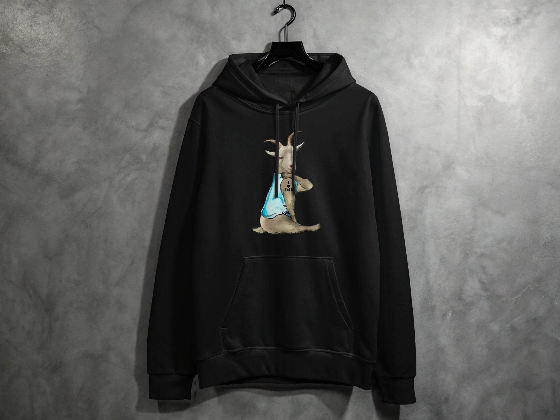 I Love Dad Print Quirky Goat Design Hoodie - Design & Vybe