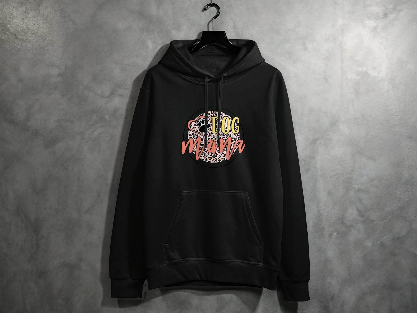 Dog Mama Paw Print On Leopard Print Background Hoodie - Design & Vybe