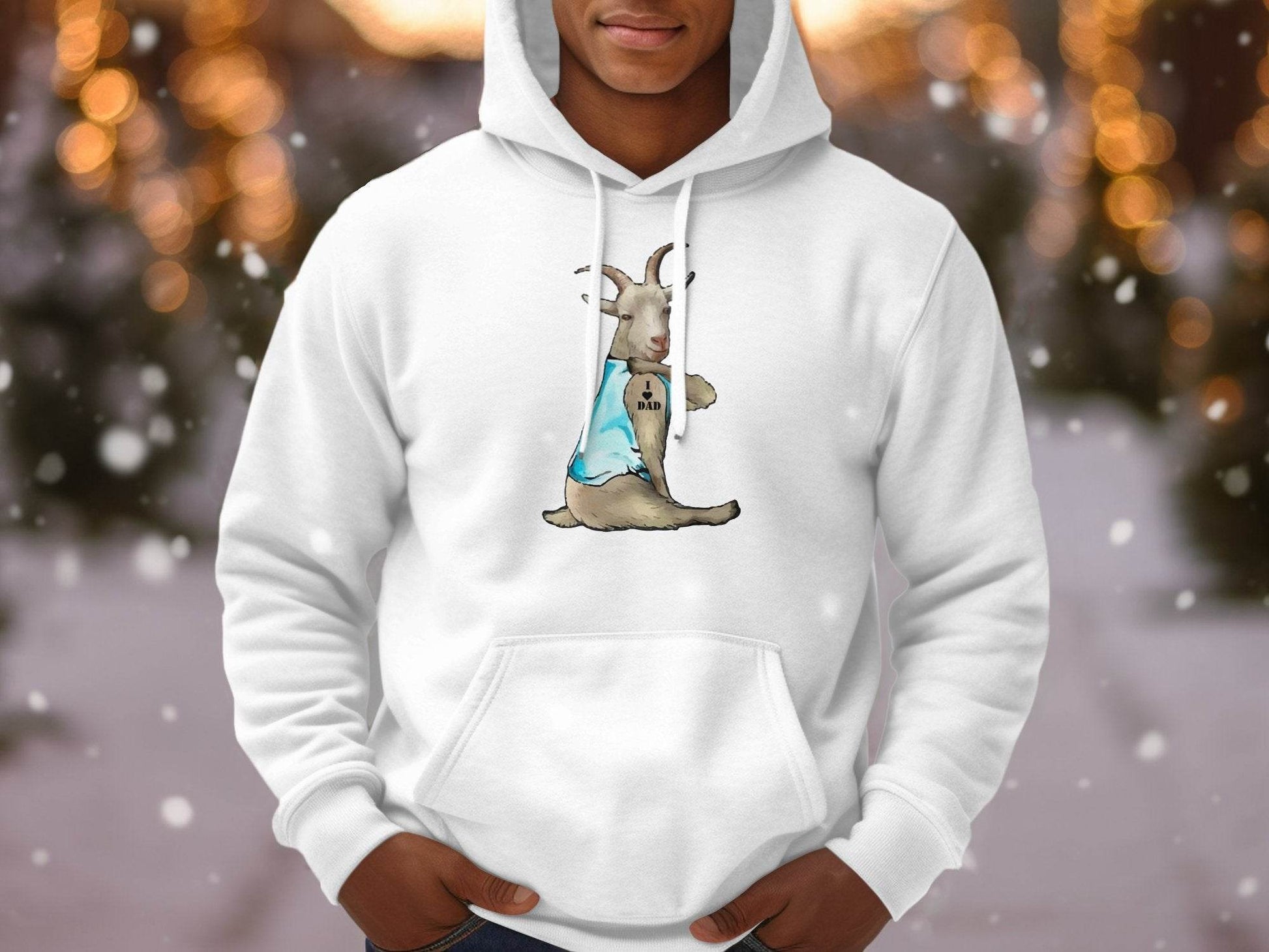 I Love Dad Print Quirky Goat Design Hoodie - Design & Vybe
