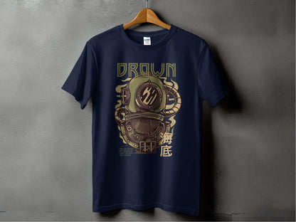 Drown Underwater Helmet Design Cool Graphic T-Shirt - Design & Vybe