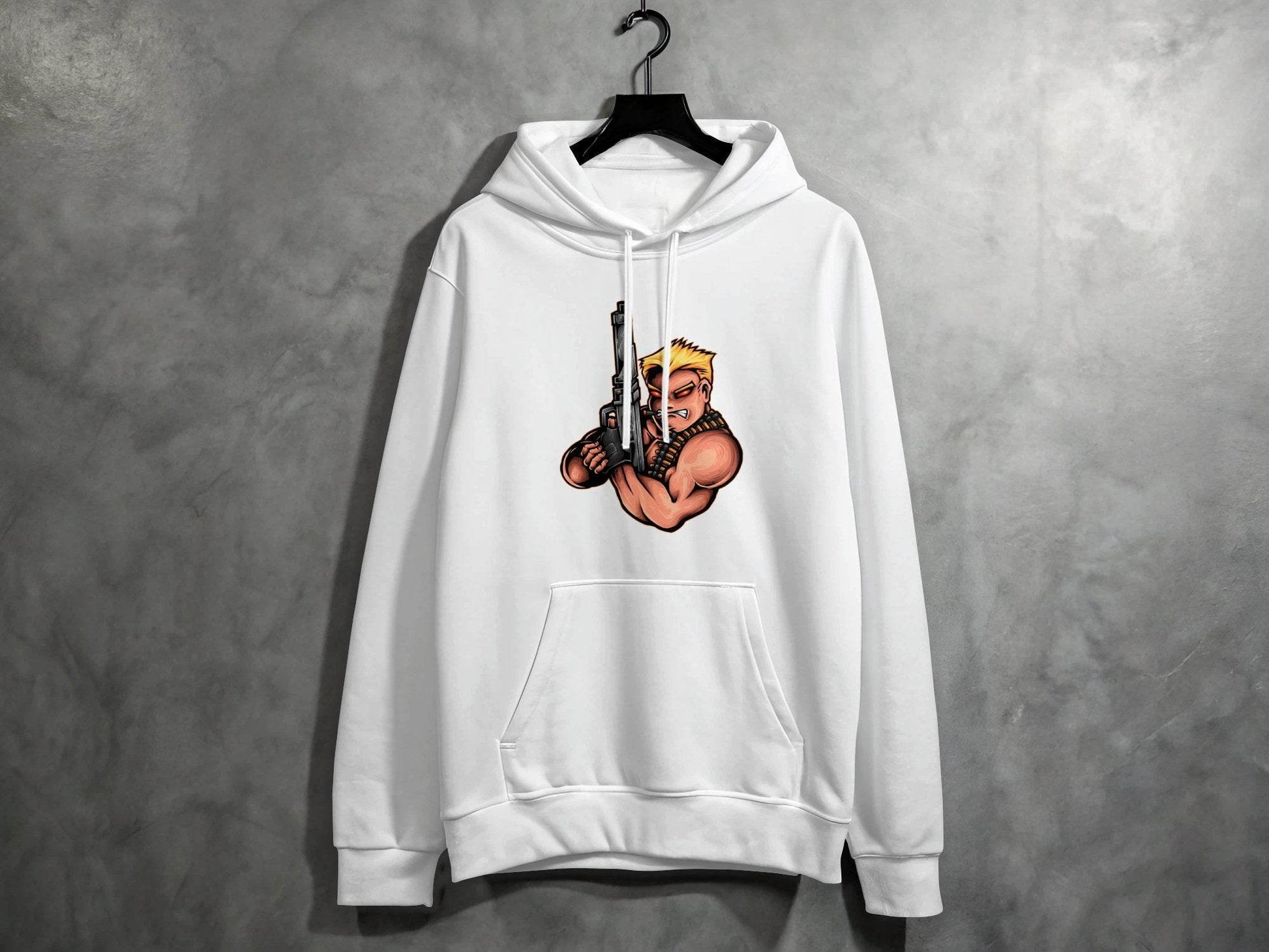 Fierce Cartoon Character with Gun Design Hoodie - Design & Vybe